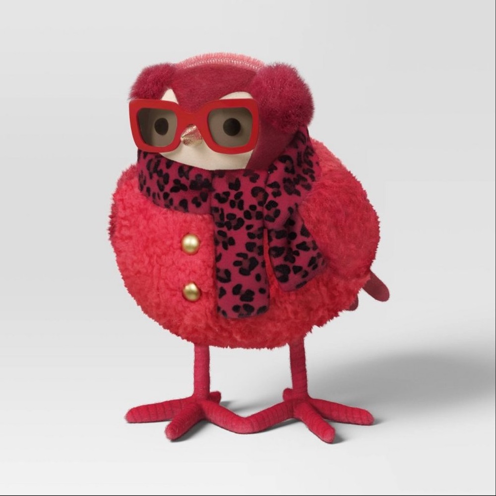 Target 2023 6.75" Feathery Friends "Ruby" Bird Leopard scarf fabric wondershop - Picture 8 of 11